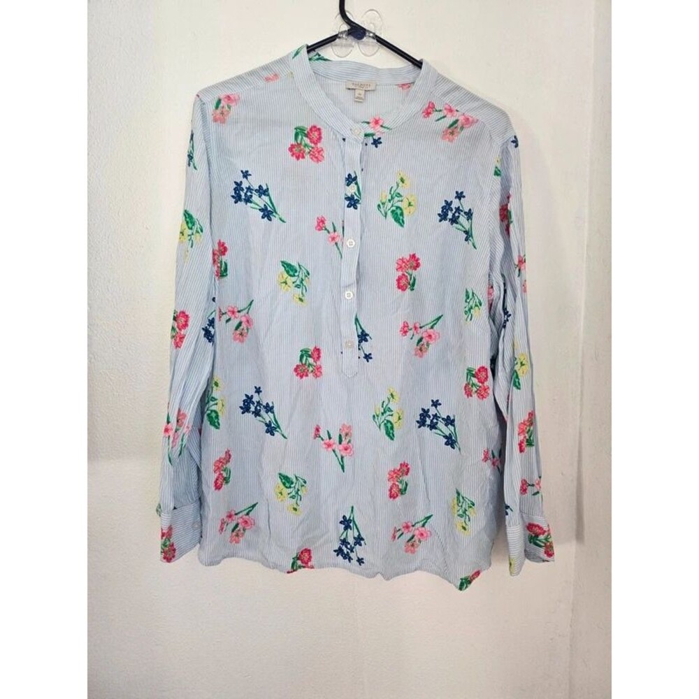 Embroidered pin stripped fall top Comfortable Boho casual